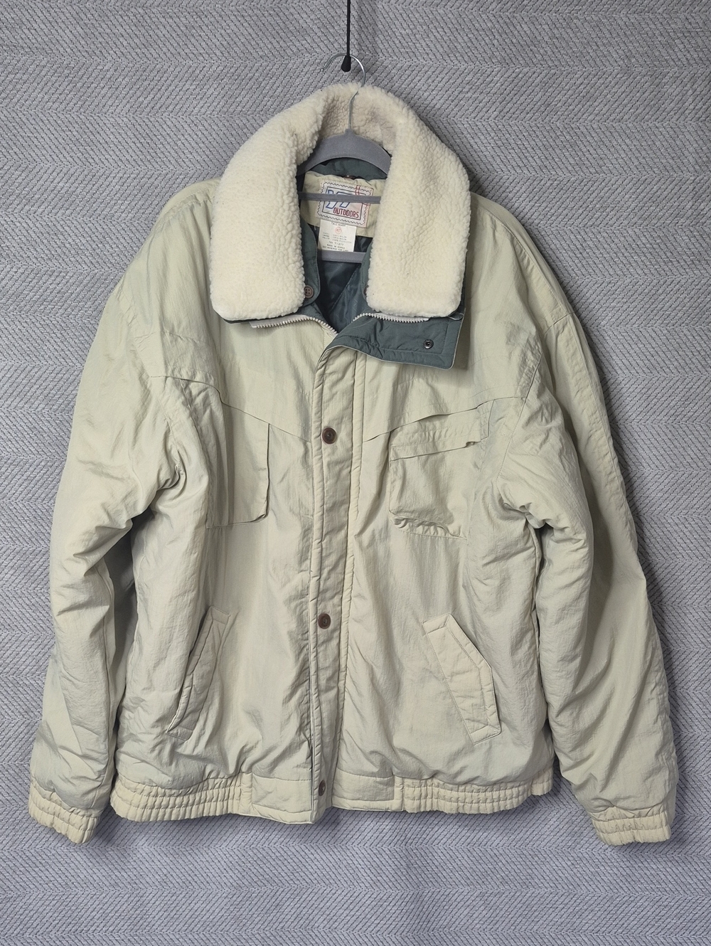 Vintage YJ Outdoors Men's Aviator Bomber Quilted Winter Jacket Sherpa Collar XLT